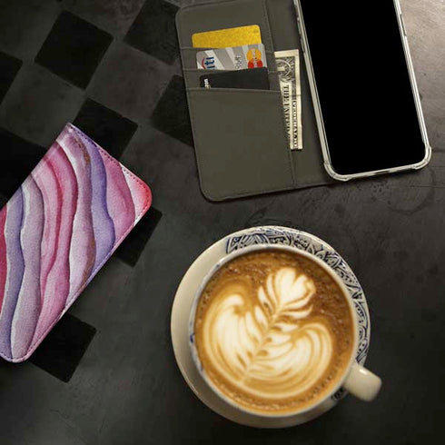 Plum Watercolor Geode iPhone 15 Pro Folio Case